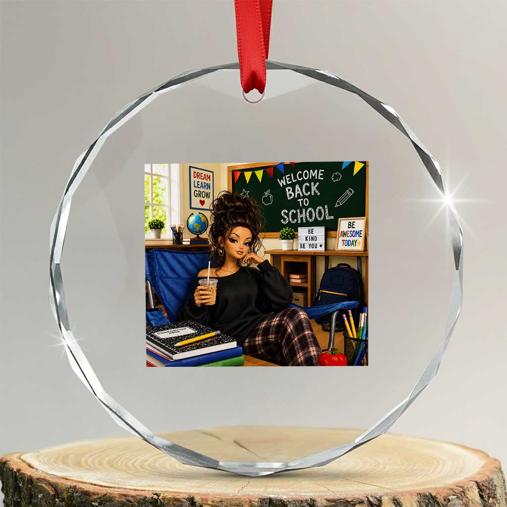 Funny Back To School Doll Face Meme Crystal Glass Ornament Coffee Teacher Gift TS12 Transparent Glass 3'' Circle Print Your Wear