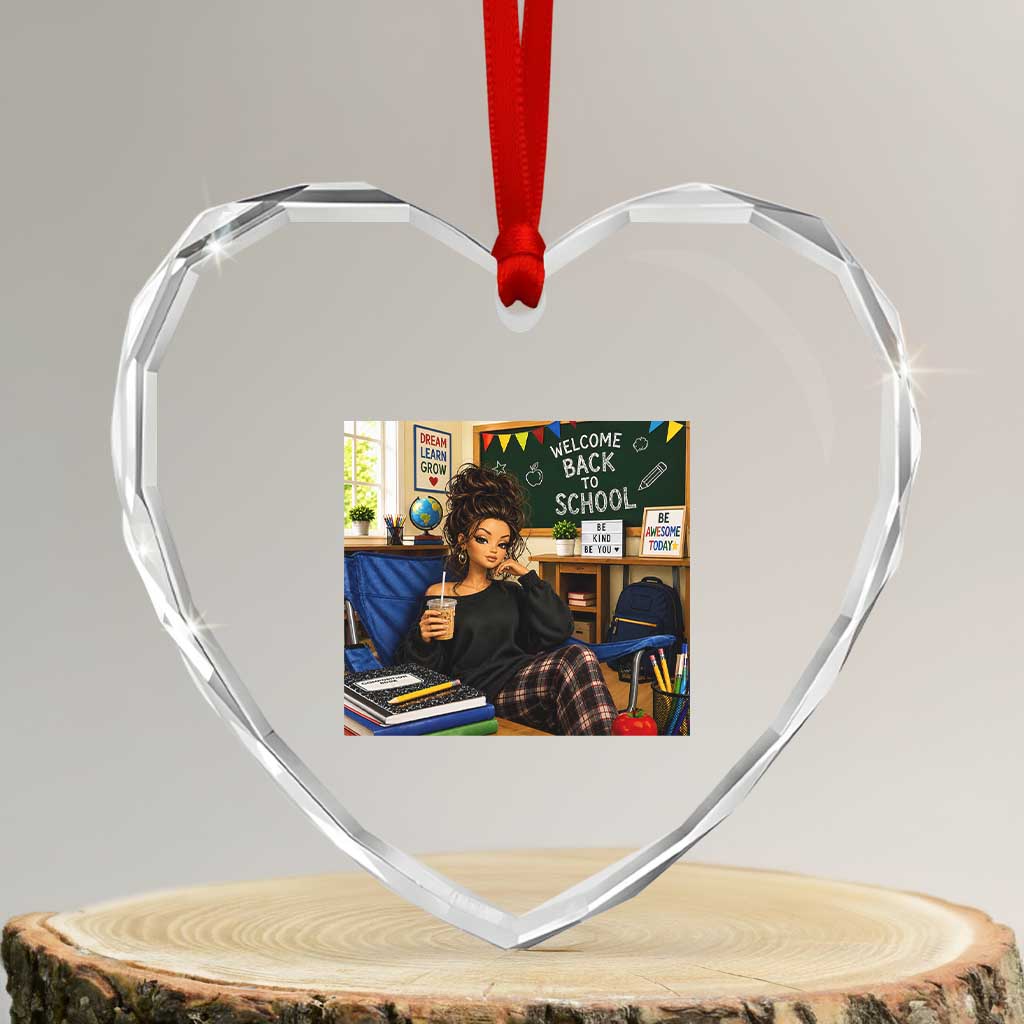Funny Back To School Doll Face Meme Heart Crystal Glass Ornament Coffee Teacher Gift TS12 Transparent Glass 3'' Heart Print Your Wear
