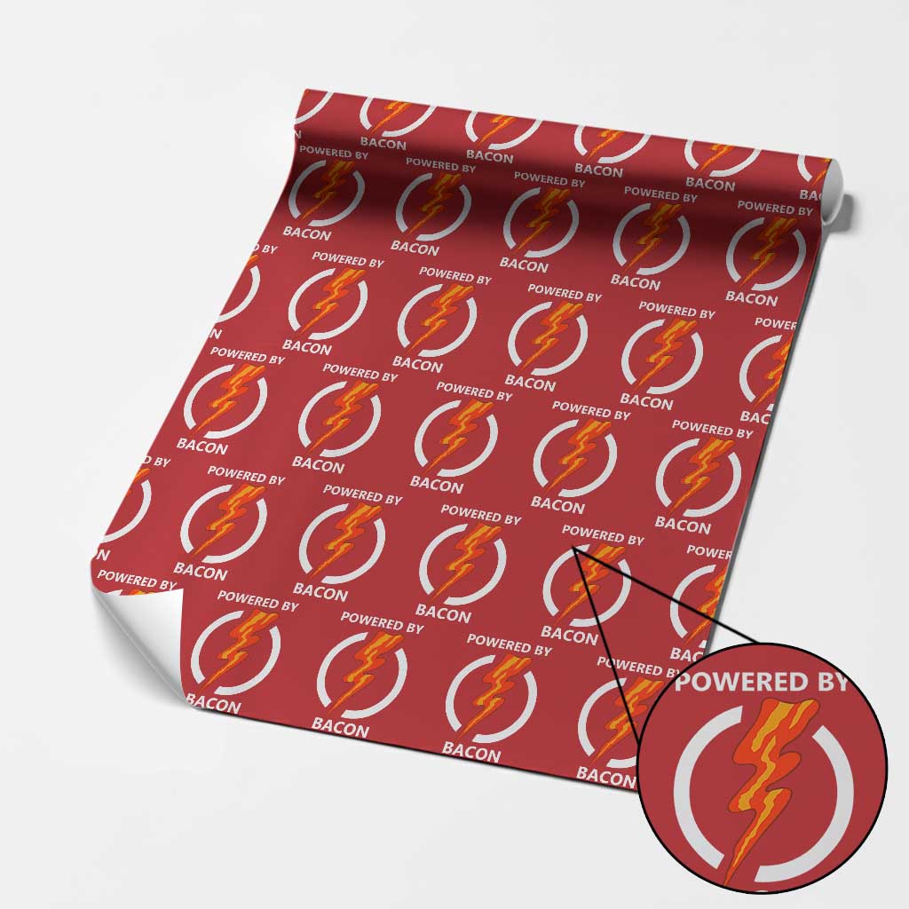 Funny Bacon Lover Wrapping Paper Roll Powered By Bacon Cured Pork Master TS02 Red Print Your Wear