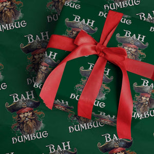 Funny Bah Humbug Christmas Pirate Wrapping Paper Roll TS11 Green Print Your Wear