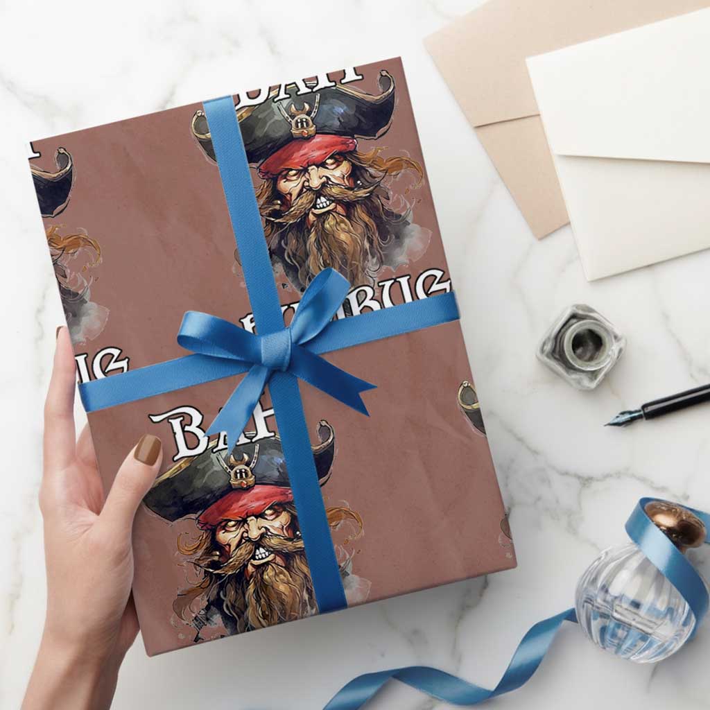 Funny Bah Humbug Christmas Pirate Wrapping Paper Roll TS11 Mocha Print Your Wear