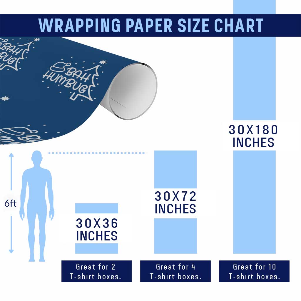 Funny Bah Humbug Christmas Wrapping Paper Roll Santa Hat Xmas Tree TS11 Print Your Wear