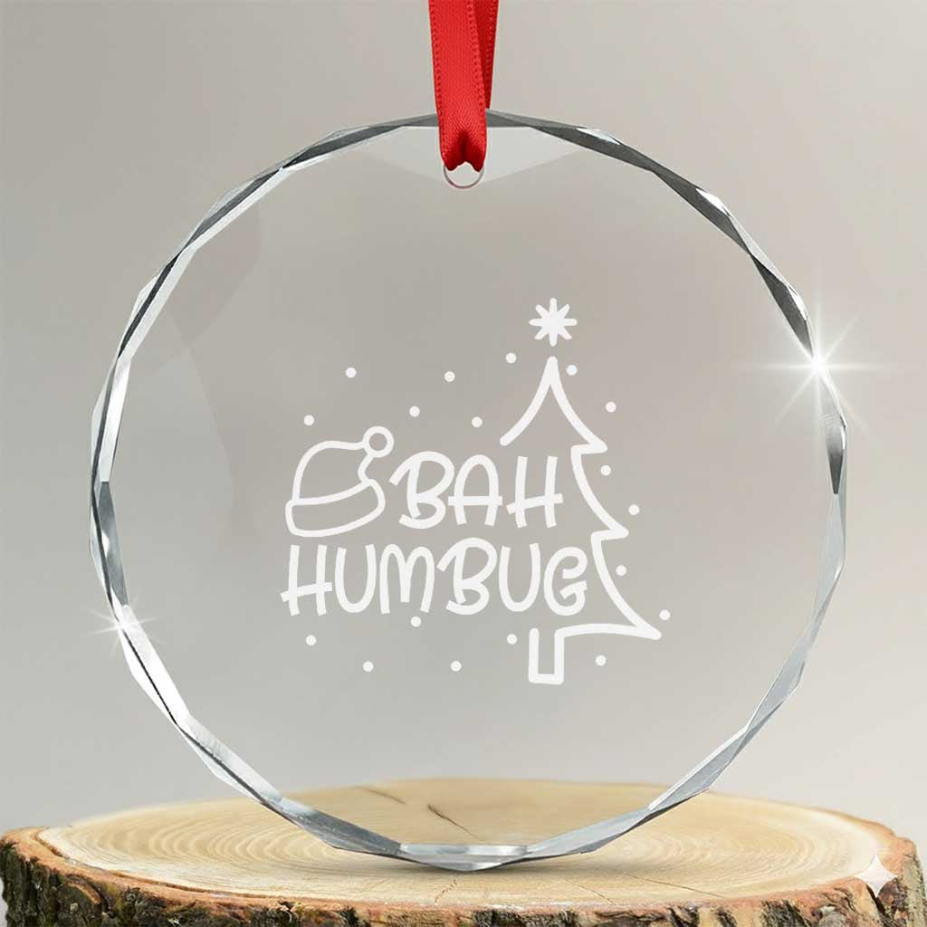 Funny Bah Humbug Xmas Crystal Glass Ornament Santa Hat Xmas Tree TS11 Transparent Glass 3'' Circle Print Your Wear
