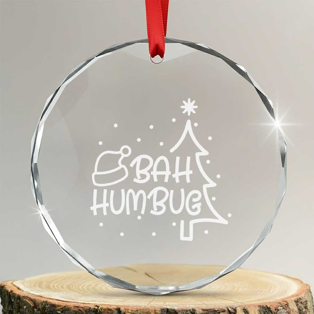 Funny Bah Humbug Xmas Crystal Glass Ornament Santa Hat Xmas Tree TS11 Transparent Glass 3'' Circle Print Your Wear