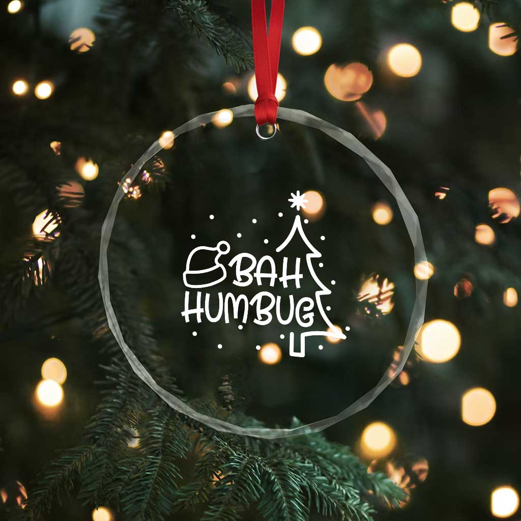 Funny Bah Humbug Xmas Crystal Glass Ornament Santa Hat Xmas Tree TS11 Print Your Wear
