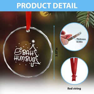 Funny Bah Humbug Xmas Crystal Glass Ornament Santa Hat Xmas Tree TS11 Print Your Wear
