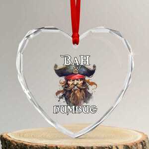 Funny Bah Humbug Xmas Pirate Heart Crystal Glass Ornament TS11 Transparent Glass 3'' Heart Print Your Wear