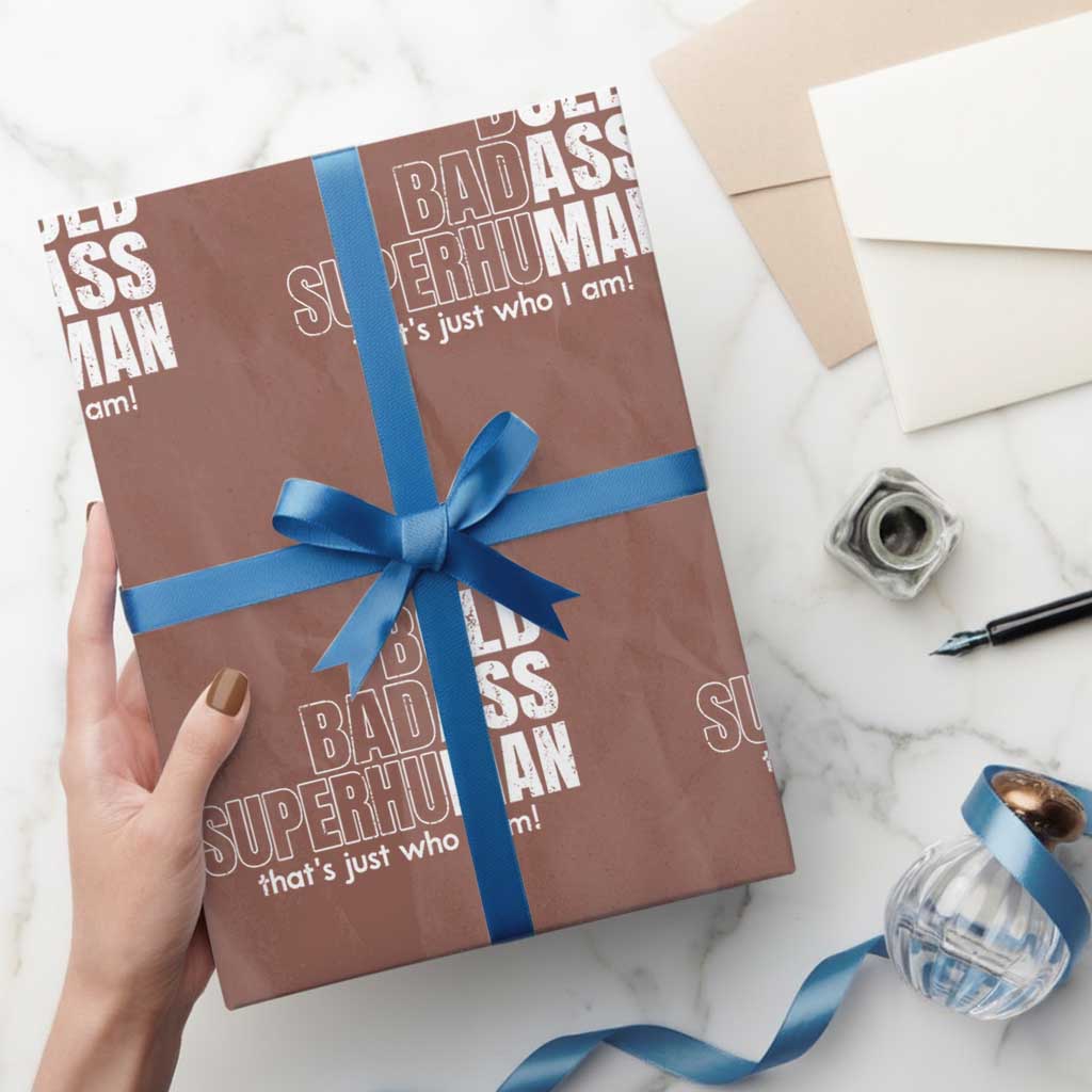 Funny Bald Dad Wrapping Paper Roll Old Man Saying Gag Gift Fathers Day TS10 Mocha Print Your Wear