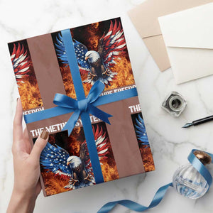 Funny Bald Eagle 4th of July Wrapping Paper Roll The Metric System Cant Measure Freedom American Flag TS10 Mocha Print Your Wear