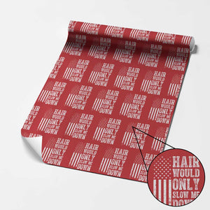 Funny Bald Pride Hair Would Only Slow Me Down Wrapping Paper Roll Distressed Patriotic US Flag Bald Men Joke