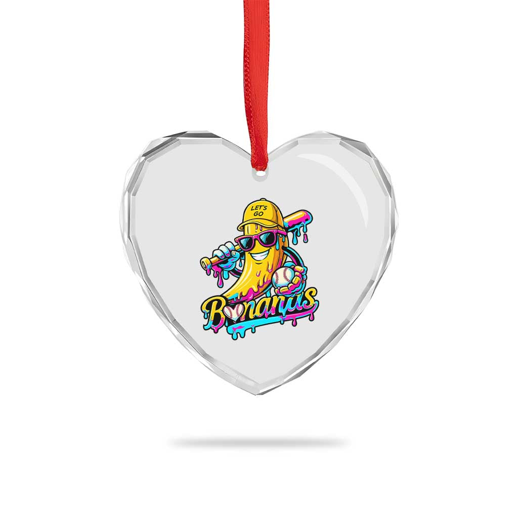 Funny Banana Baseball Drip Heart Crystal Glass Ornament Lets Go Bananas Ice Cream Dripping Sport TS11 Print Your Wear