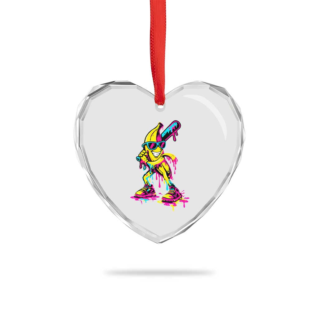 Funny Banana Baseball Drip Ice Cream Splatter Heart Crystal Glass Ornament TS11 Print Your Wear
