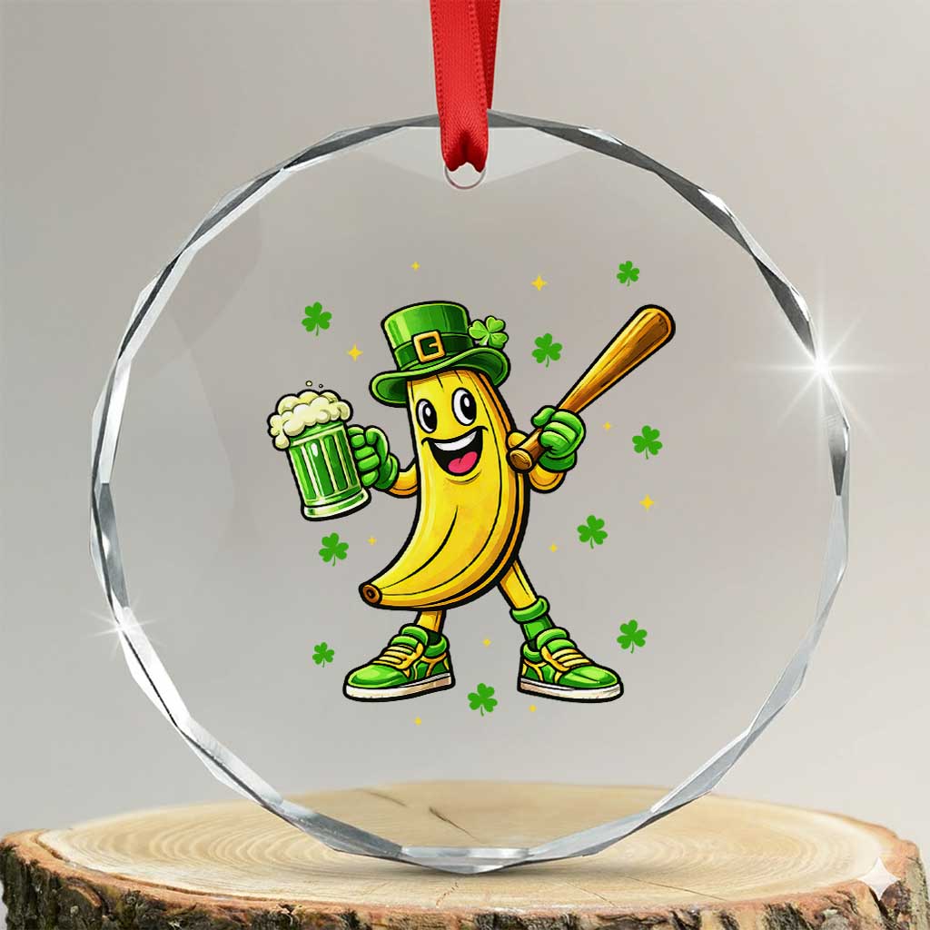 Funny Banana Baseball Player Gift Crystal Glass Ornament St Patricks Day TS12 Transparent Glass 3'' Circle Print Your Wear