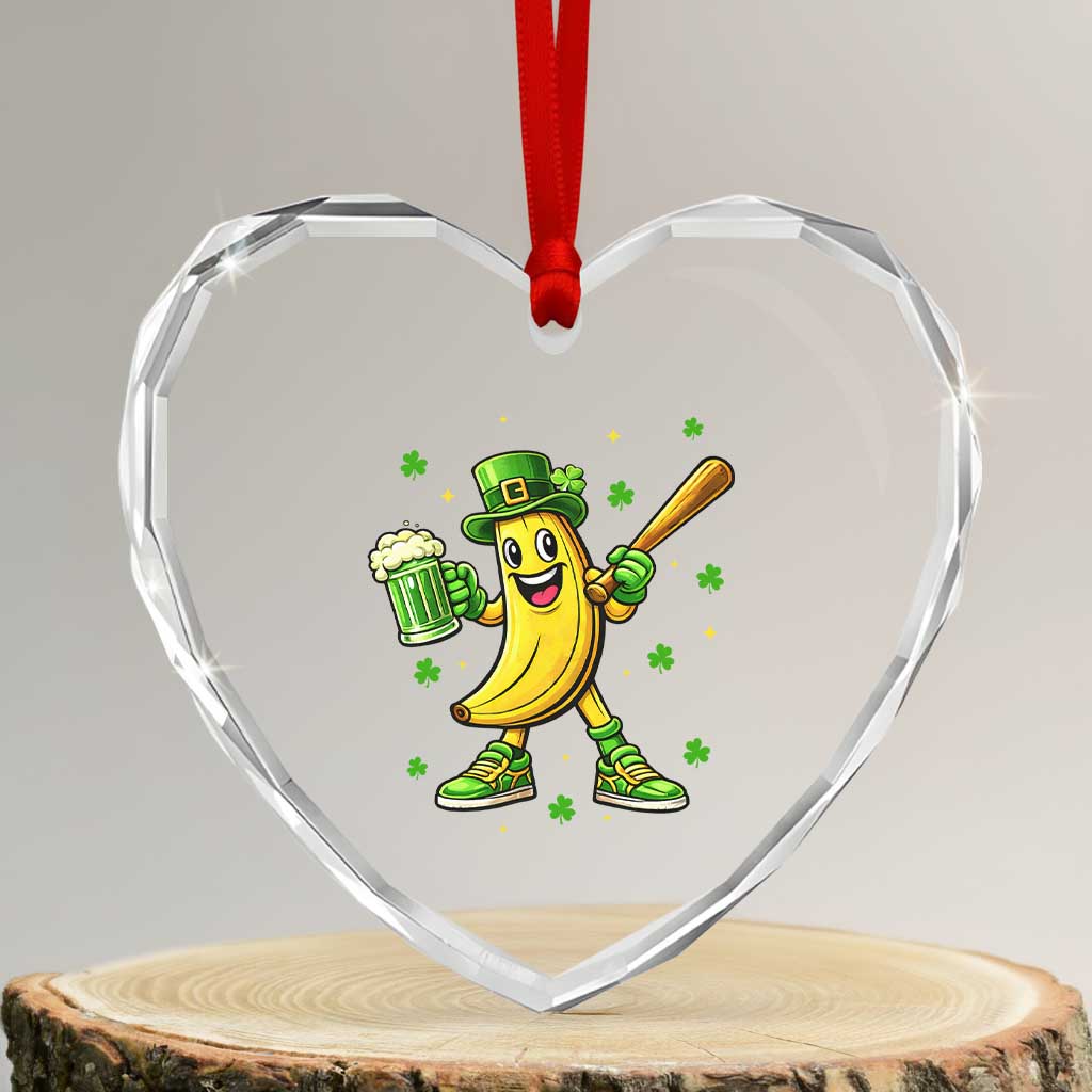Funny Banana Baseball Player Gift Heart Crystal Glass Ornament St Patricks Day TS12 Transparent Glass 3'' Heart Print Your Wear