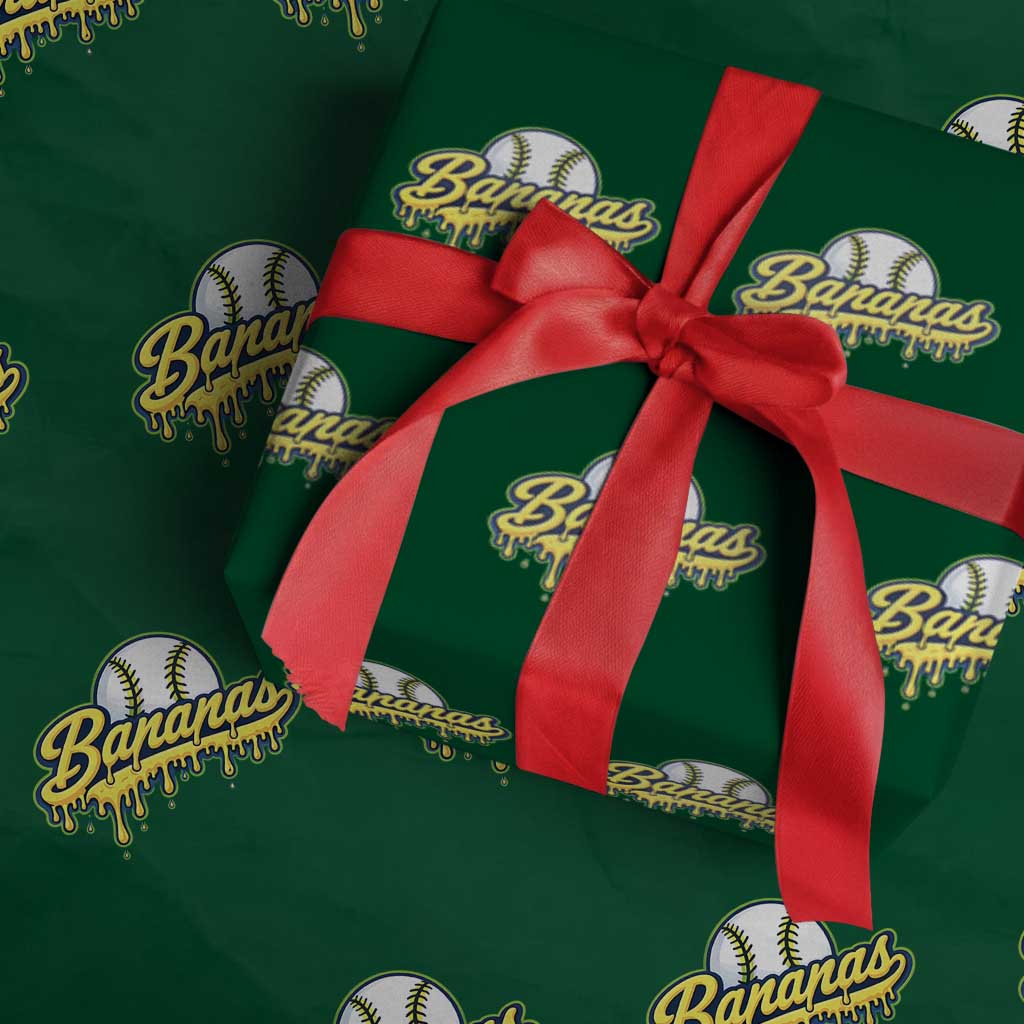 Funny Banana Baseball Wrapping Paper Roll Sports Team Baseball Drip Ice Cream Style TS10 Green Print Your Wear