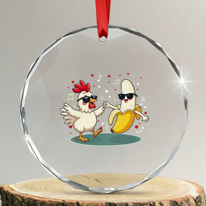 Funny Banana Chicken Dance Crystal Glass Ornament Chaos Dance Meme Graphic TS12 Transparent Glass 3'' Circle Print Your Wear