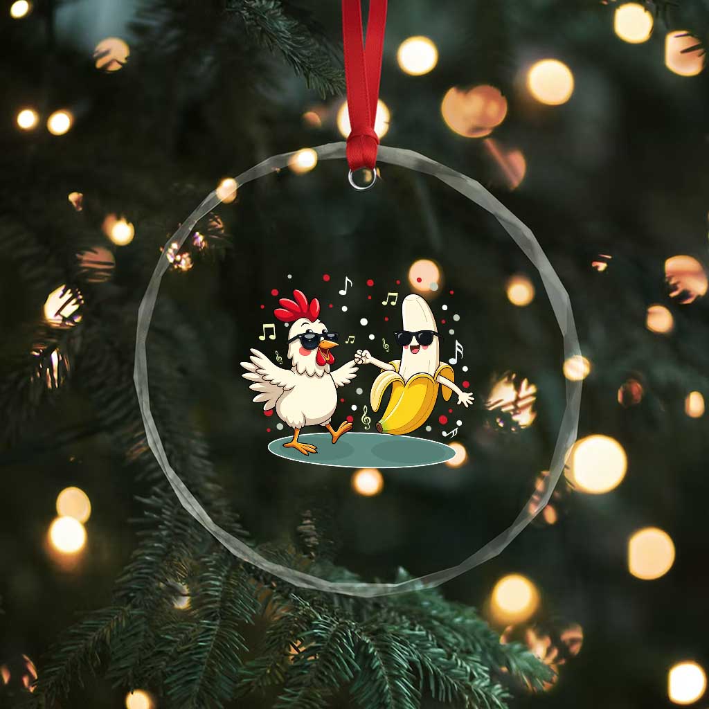 Funny Banana Chicken Dance Crystal Glass Ornament Chaos Dance Meme Graphic TS12 Print Your Wear