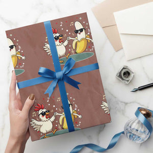 Funny Banana Chicken Dance Wrapping Paper Roll Chaos Dance Meme Graphic TS12 Mocha Print Your Wear