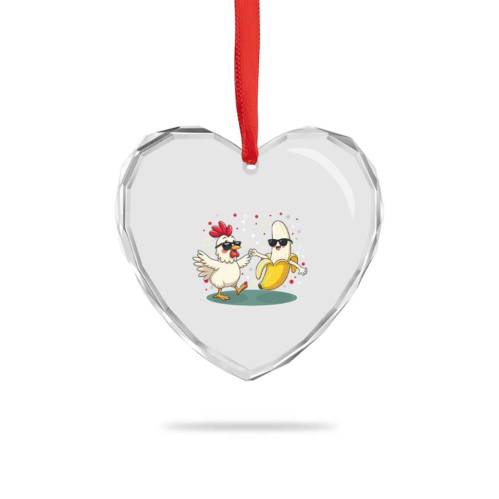 Funny Banana Chicken Dance Heart Crystal Glass Ornament Chaos Dance Meme Graphic TS12 Print Your Wear