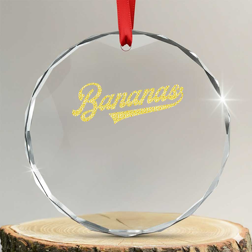 Funny Banana Pattern Typography Crystal Glass Ornament Retro Throwback Fruit Lover TS12 Transparent Glass 3'' Circle Print Your Wear