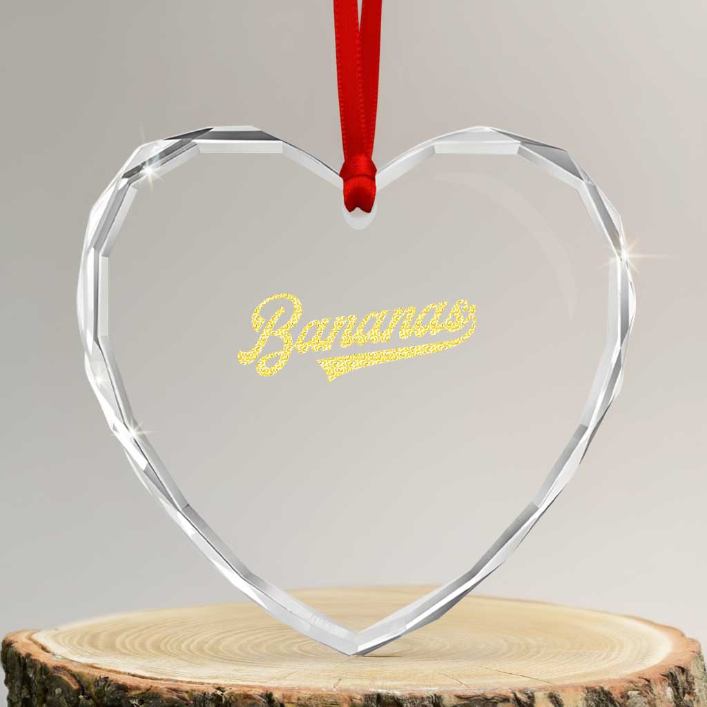 Funny Banana Pattern Typography Heart Crystal Glass Ornament Retro Throwback Fruit Lover TS12 Transparent Glass 3'' Heart Print Your Wear