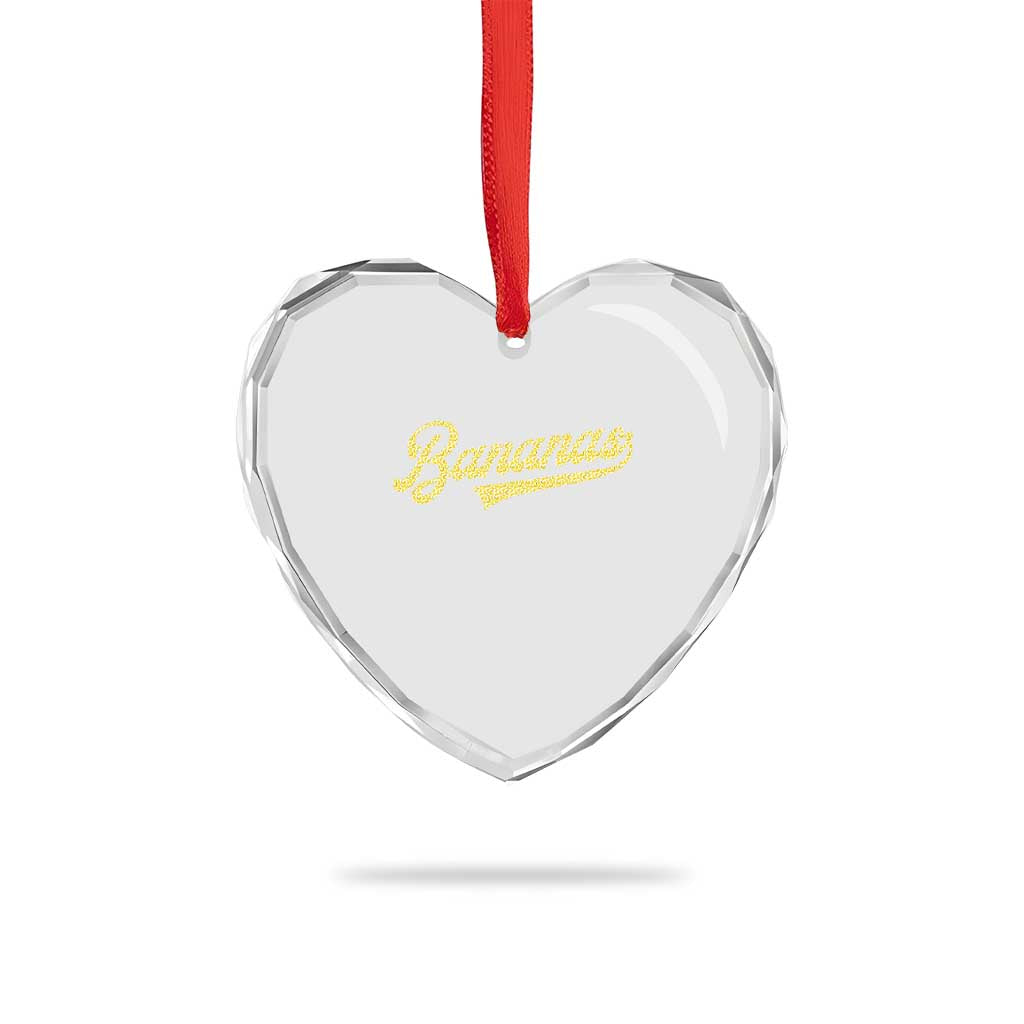 Funny Banana Pattern Typography Heart Crystal Glass Ornament Retro Throwback Fruit Lover TS12 Print Your Wear