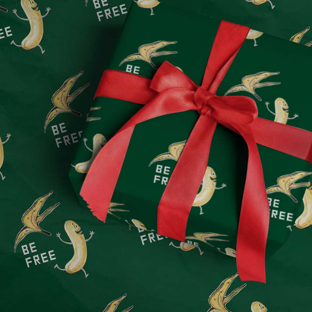 Funny Banana Striptease Be Free Graphic Wrapping Paper Roll TS12 Green Print Your Wear