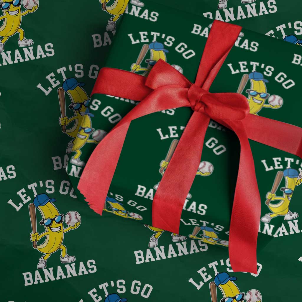 Funny Banana Wrapping Paper Roll Lets Go Bananas TS10 Green Print Your Wear