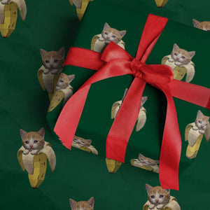 Funny Bananacat Meme Lover Wrapping Paper Roll Cute Kitty Banana Costume TS12 Green Print Your Wear