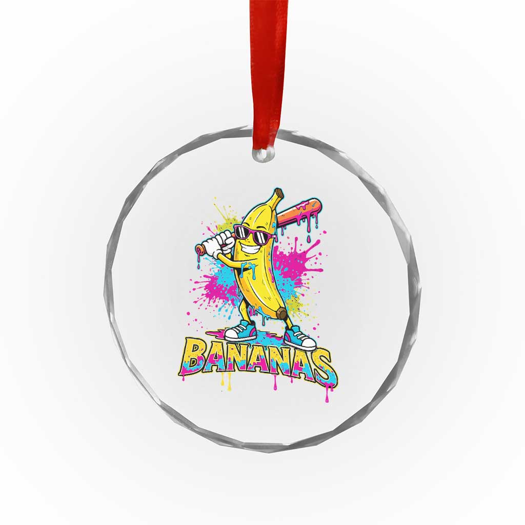 Funny Bananas Baseball Drip Ice Cream Sports Splatter Crystal Glass Ornament TS11 Print Your Wear