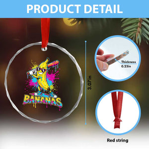 Funny Bananas Baseball Drip Ice Cream Sports Splatter Crystal Glass Ornament TS11 Print Your Wear