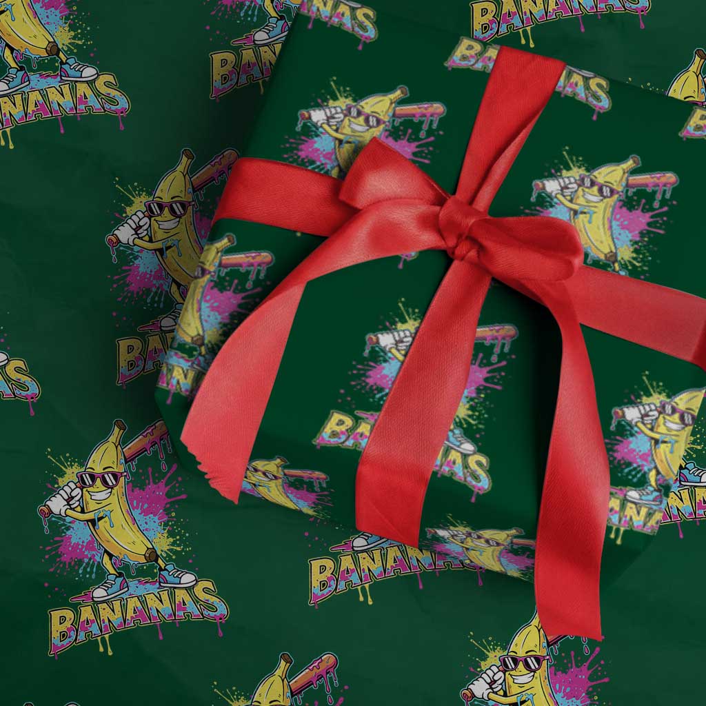 Funny Bananas Baseball Drip Ice Cream Sports Splatter Wrapping Paper Roll TS11 Green Print Your Wear