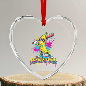Funny Bananas Baseball Drip Ice Cream Sports Splatter Heart Crystal Glass Ornament TS11 Transparent Glass 3'' Heart Print Your Wear