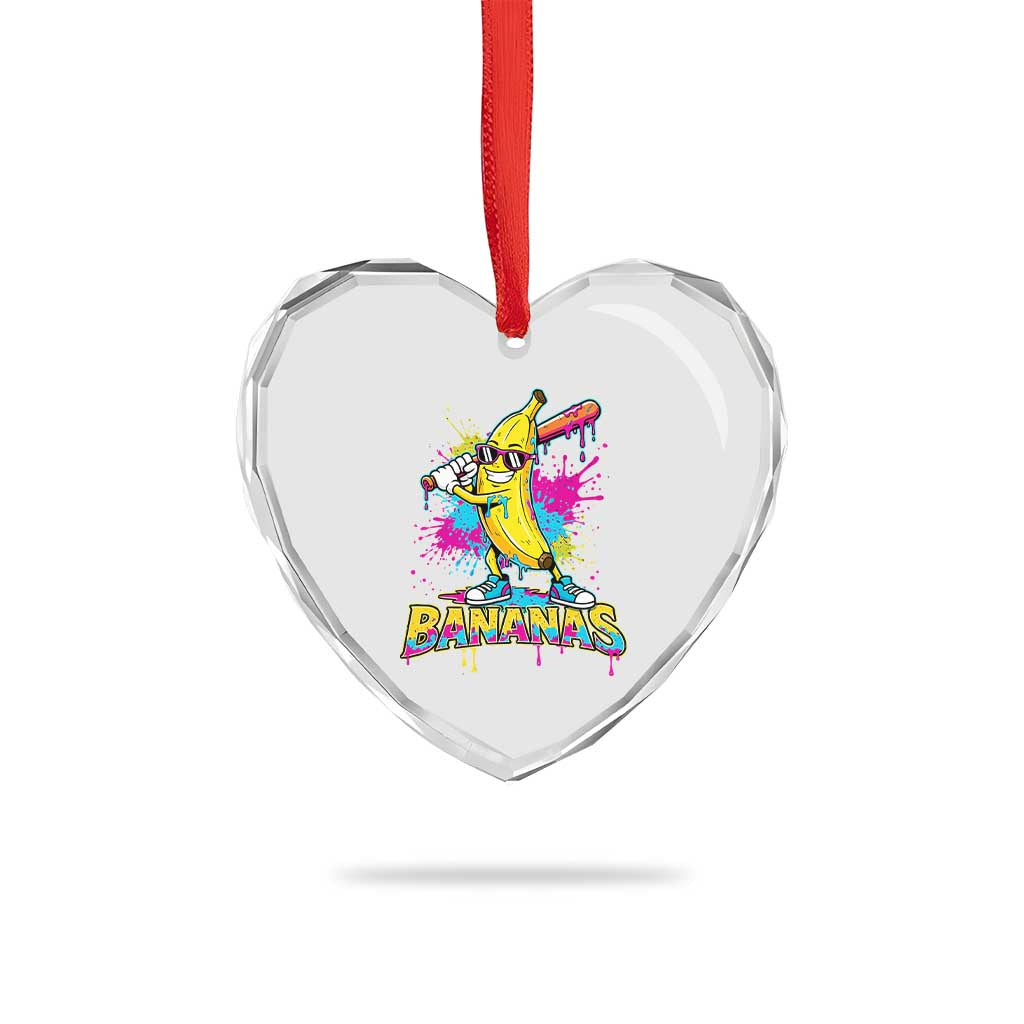 Funny Bananas Baseball Drip Ice Cream Sports Splatter Heart Crystal Glass Ornament TS11 Print Your Wear