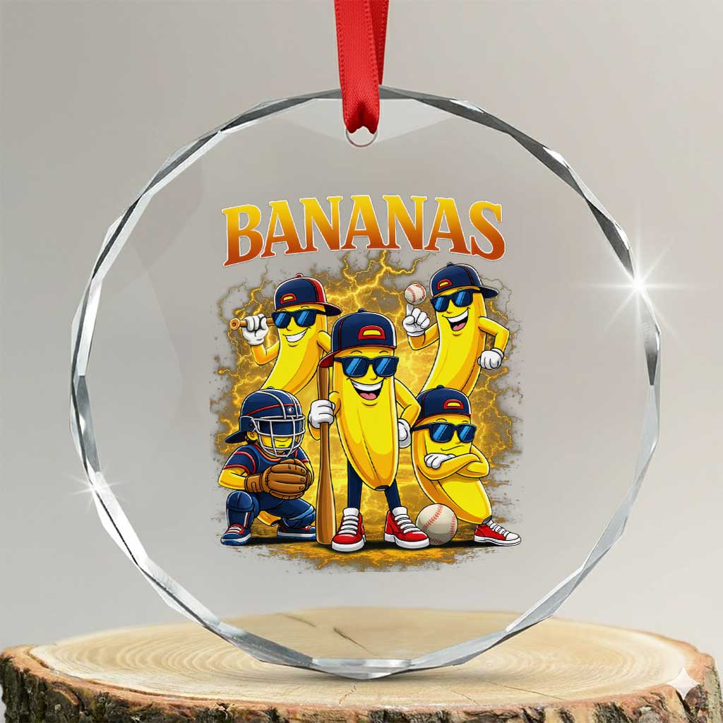 Funny Bananas Crystal Glass Ornament Lets Go Banana Cute Banana Lovers Bootleg TS10 Transparent Glass 3'' Circle Print Your Wear