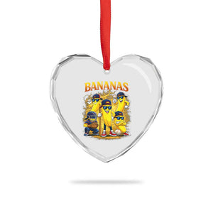 Funny Bananas Heart Crystal Glass Ornament Lets Go Banana Cute Banana Lovers Bootleg TS10 Print Your Wear