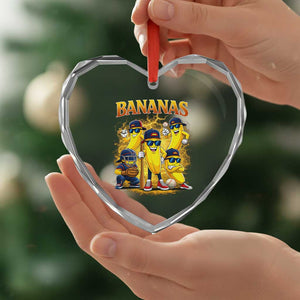 Funny Bananas Heart Crystal Glass Ornament Lets Go Banana Cute Banana Lovers Bootleg TS10 Print Your Wear