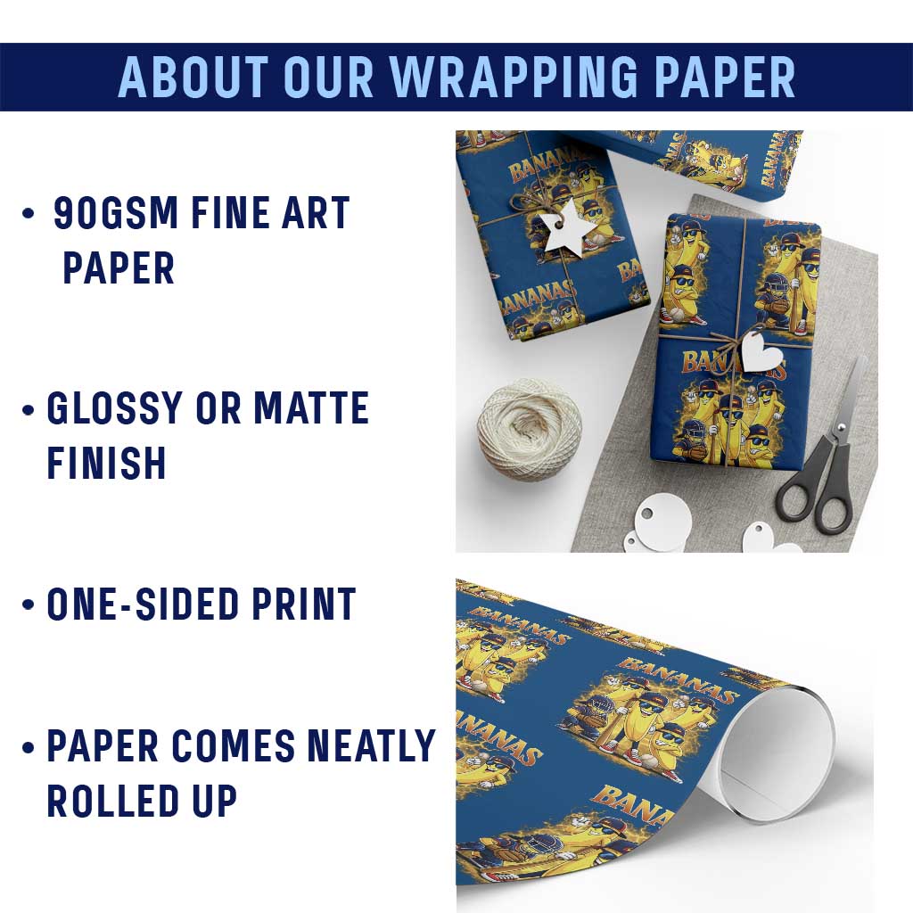 Funny Bananas Wrapping Paper Roll Lets Go Banana Cute Banana Lovers Bootleg TS10 Print Your Wear