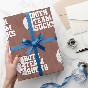 Funny Baseball Wrapping Paper Roll Both Teams Sucks Meme TS10 Mocha Print Your Wear