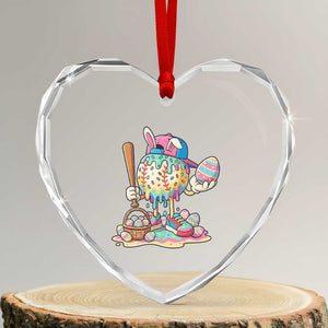 Funny Baseball Easter Bunny Graphic Heart Crystal Glass Ornament Colorful Drip Egg Hunt Sports Mashup TS02 Transparent Glass 3'' Heart Print Your Wear