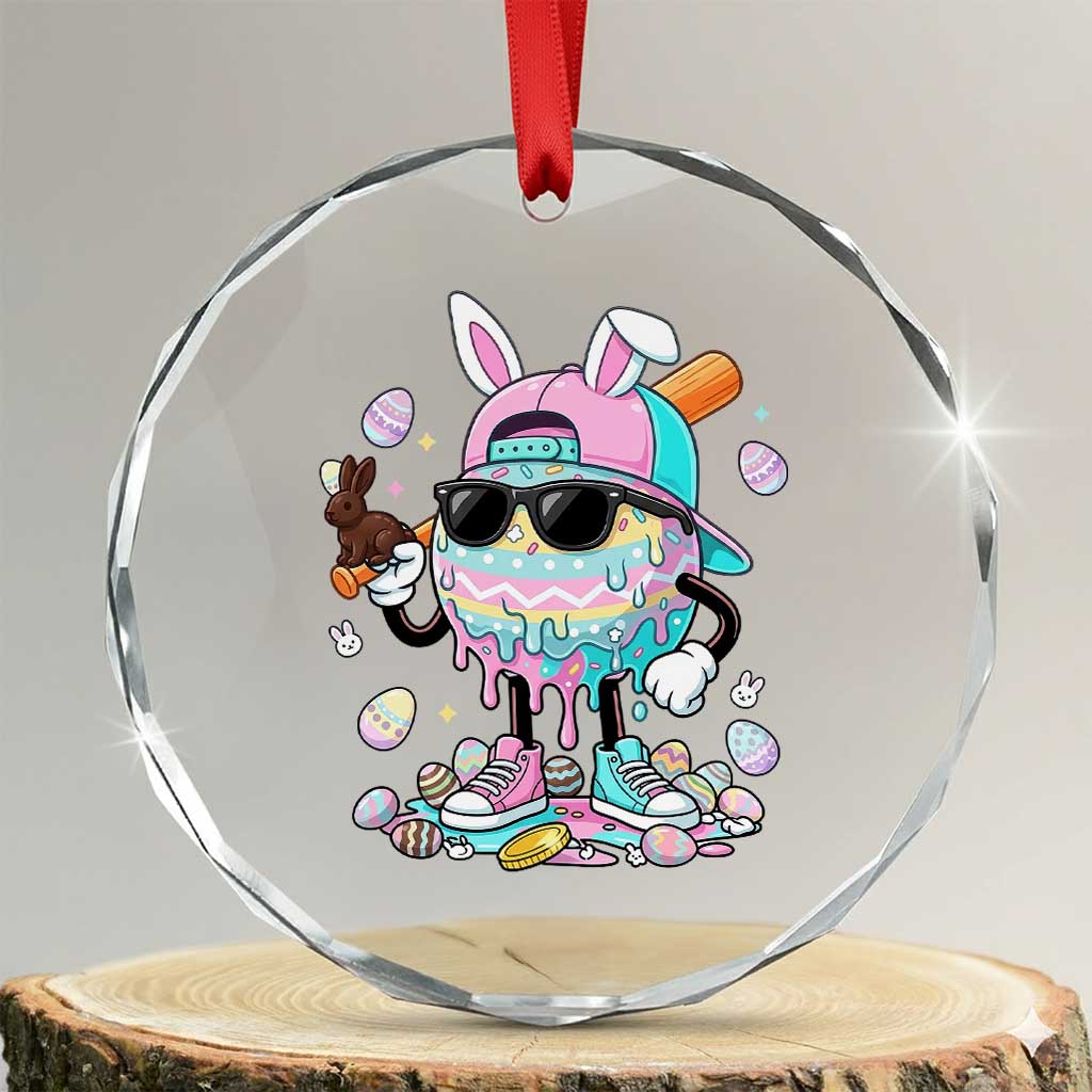 Funny Baseball Easter Crystal Glass Ornament Drip Ice Cream Bunny Easter TS14 Transparent Glass 3'' Circle Print Your Wear