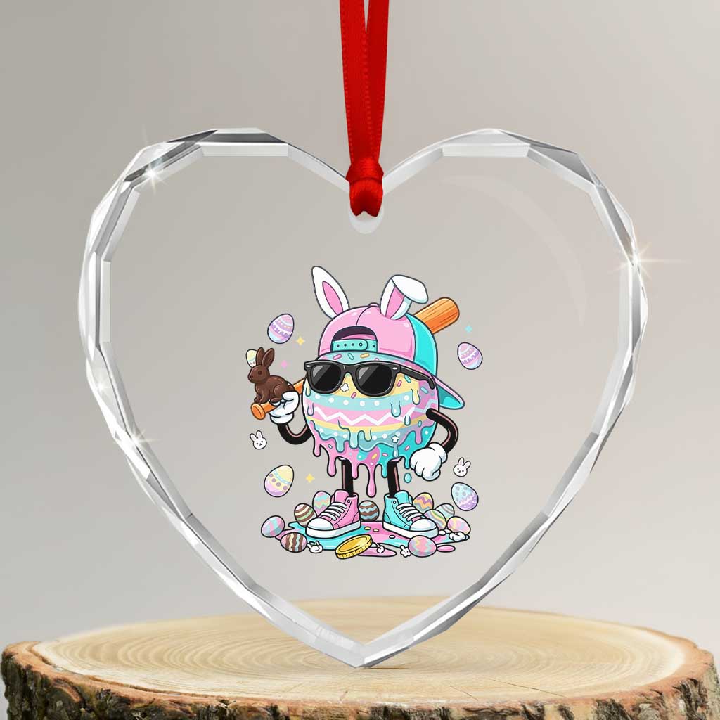 Funny Baseball Easter Heart Crystal Glass Ornament Drip Ice Cream Bunny Easter TS14 Transparent Glass 3'' Heart Print Your Wear