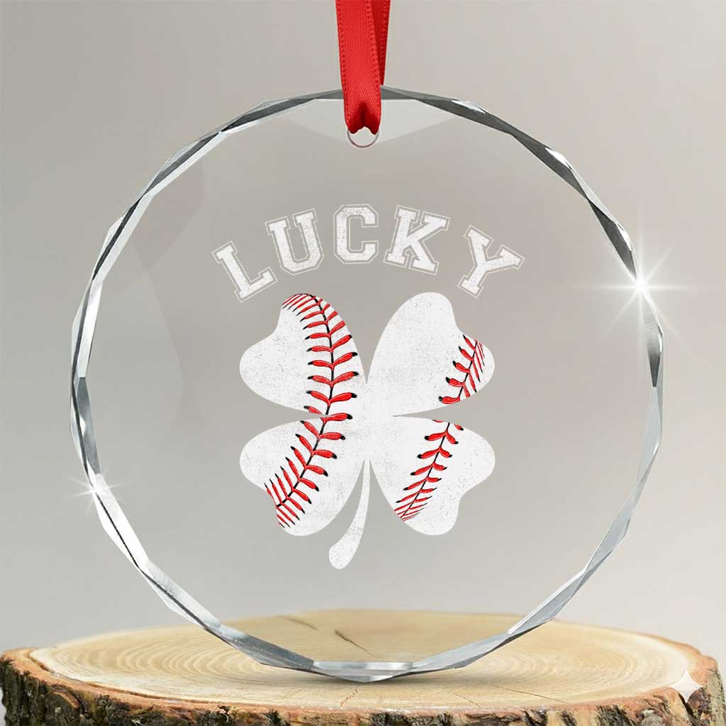Funny Baseball Lucky Clover St Patricks Day Crystal Glass Ornament TS11 Transparent Glass 3'' Circle Print Your Wear
