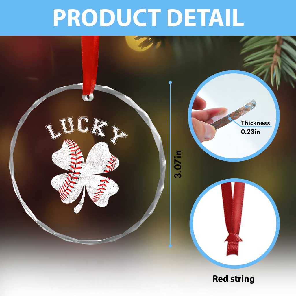 Funny Baseball Lucky Clover St Patricks Day Crystal Glass Ornament TS11 Print Your Wear