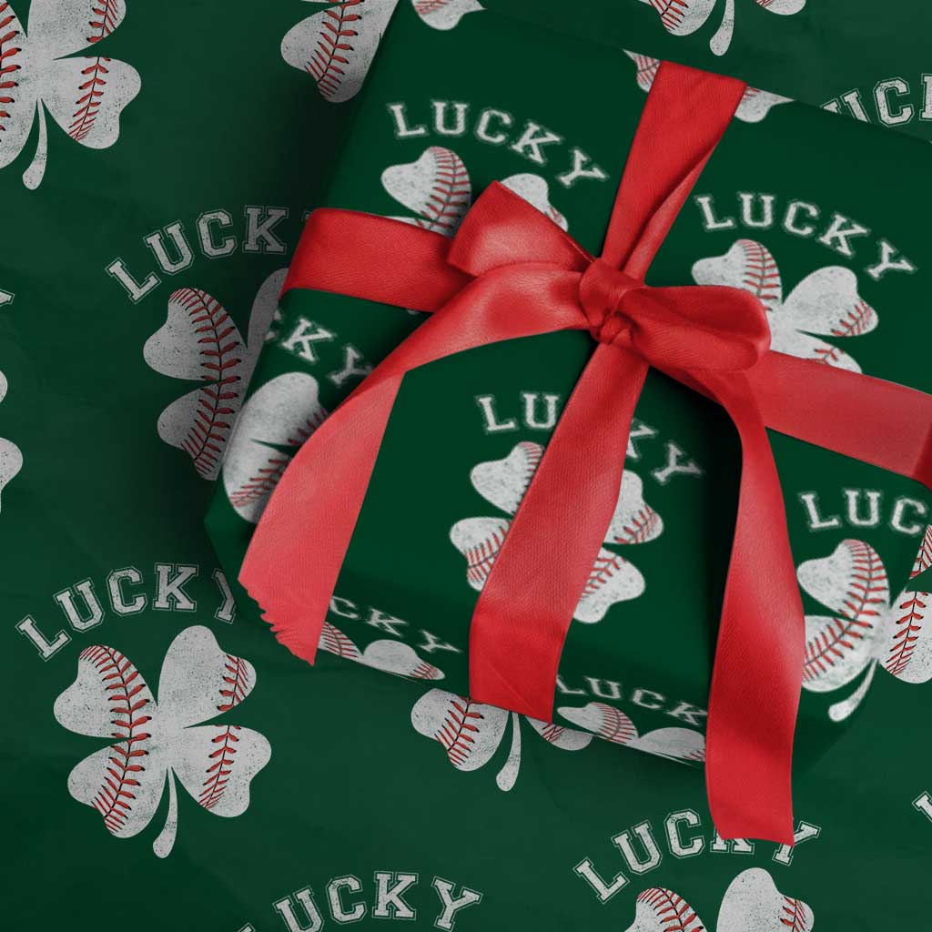 Funny Baseball Lucky Clover St Patricks Day Wrapping Paper Roll TS11 Green Print Your Wear