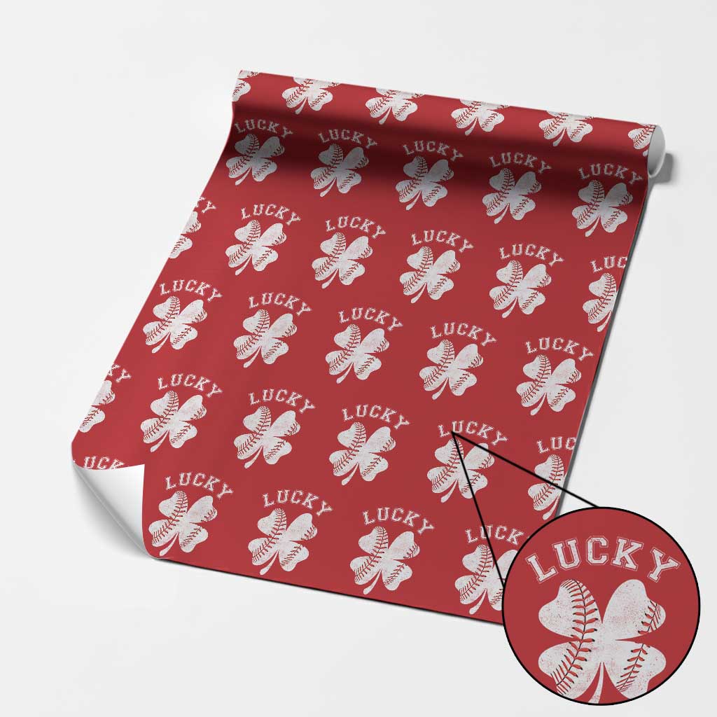 Funny Baseball Lucky Clover St Patricks Day Wrapping Paper Roll TS11 Red Print Your Wear
