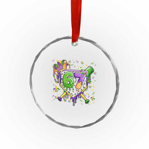 Funny Baseball Mardi Gras 67 Ice Cream Drip Crystal Glass Ornament Six Seven Meme Carnival TS11 Print Your Wear