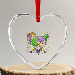 Funny Baseball Mardi Gras 67 Ice Cream Drip Heart Crystal Glass Ornament Six Seven Meme Carnival TS11 Transparent Glass 3'' Heart Print Your Wear