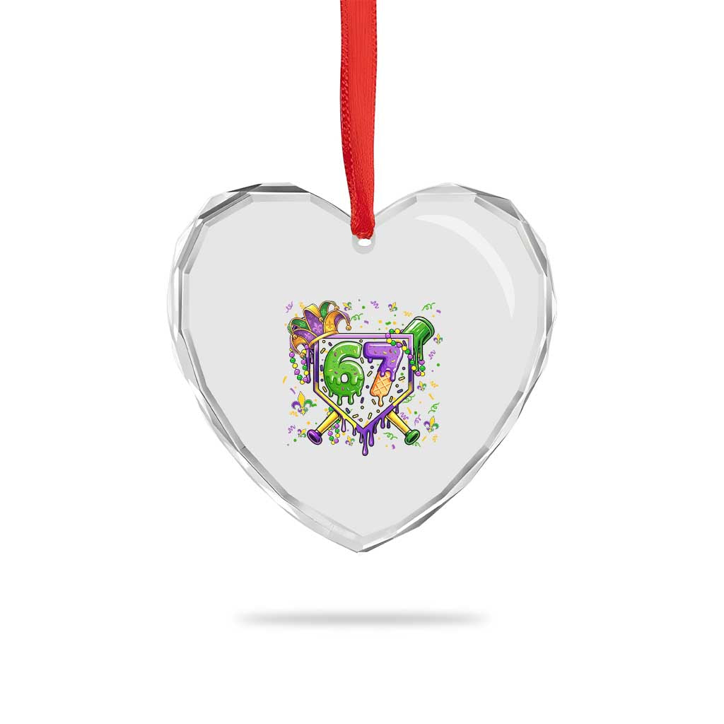 Funny Baseball Mardi Gras 67 Ice Cream Drip Heart Crystal Glass Ornament Six Seven Meme Carnival TS11 Print Your Wear