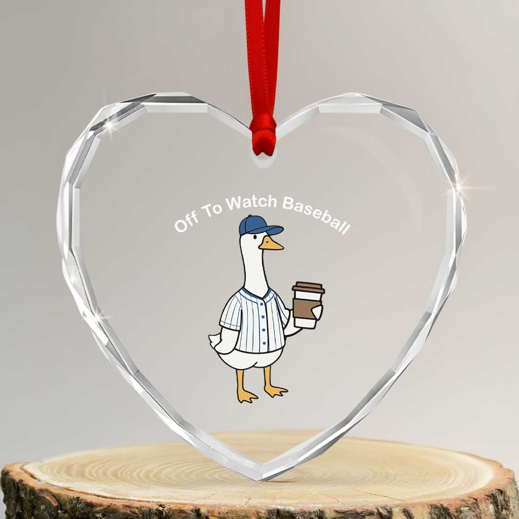 Funny Baseball Mom Goose Heart Crystal Glass Ornament Funny Sports Game Day TS10 Transparent Glass 3'' Heart Print Your Wear